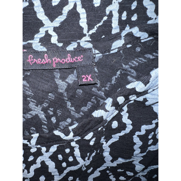 FRESH PRODUCE Women's Plus Size 2X Blue Print Sleeveless 100% Cotton Tank Dress - Picture 6 of 6